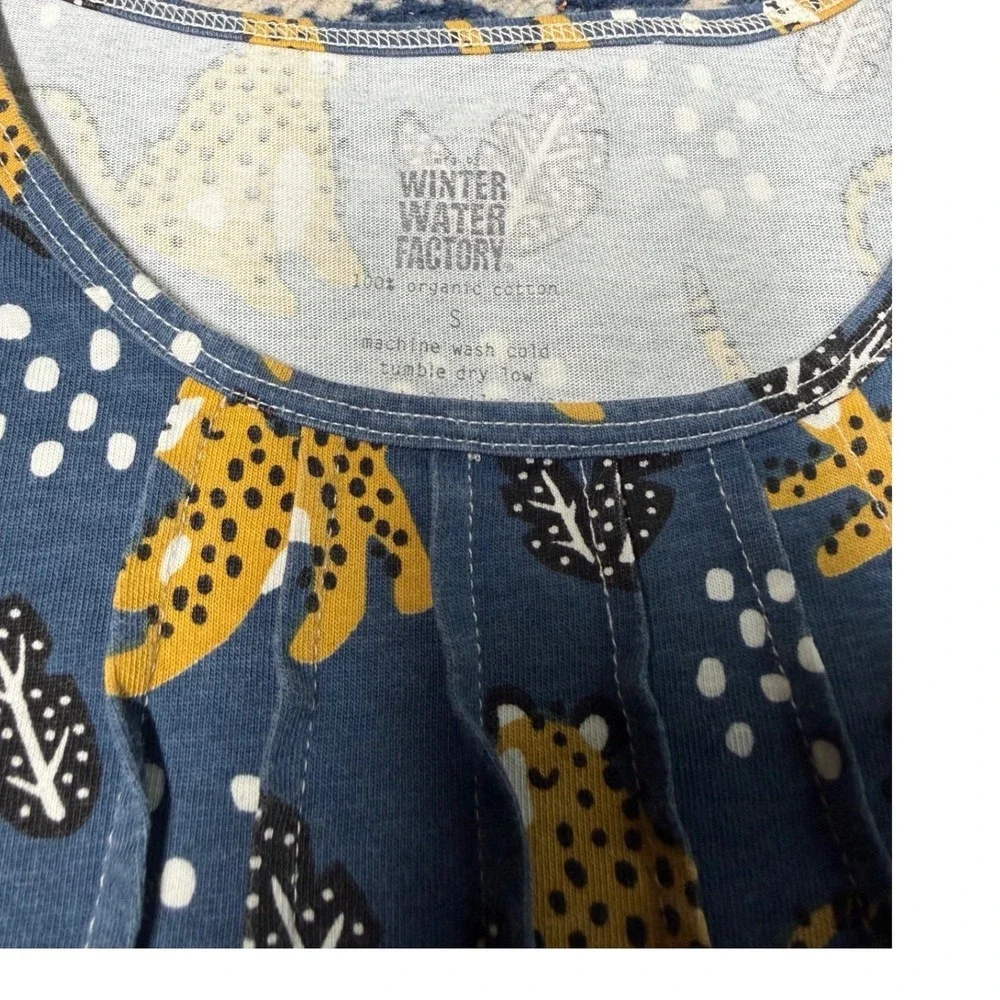 Winter Water Factory Blue Leopard Organic Cotton Dress Women's Small Made USA - Picture 6 of 6